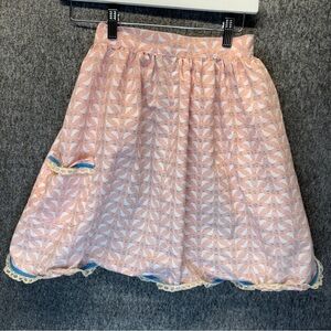 Vintage handmade Half apron chicken rooster print delicate‎ lace detail